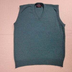 VTG Jantzen Sweater Vest‎ 100% Orlon Acrylic Teal Confetti USA Men's Medium